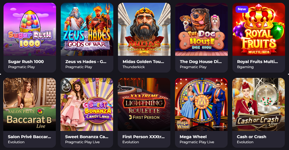 Каталог игр Unlim casino